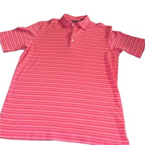 Bobby Jones Men’s pink and white golf Polo Shirt – Size Medium‎